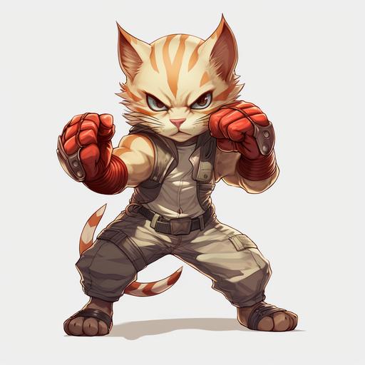 fighting cat, muscular boy cat, anime, boy cat, transparent background