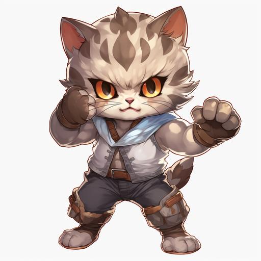 fighting cat, muscular boy cat, anime, boy cat, transparent background