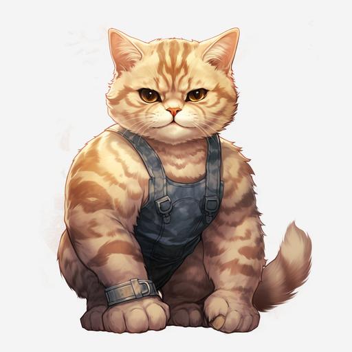 muscular boy cat, anime, boy cat, transparent background