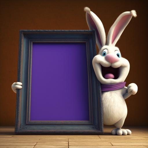 easter bunny holding large picture frame, 4k 2:3
