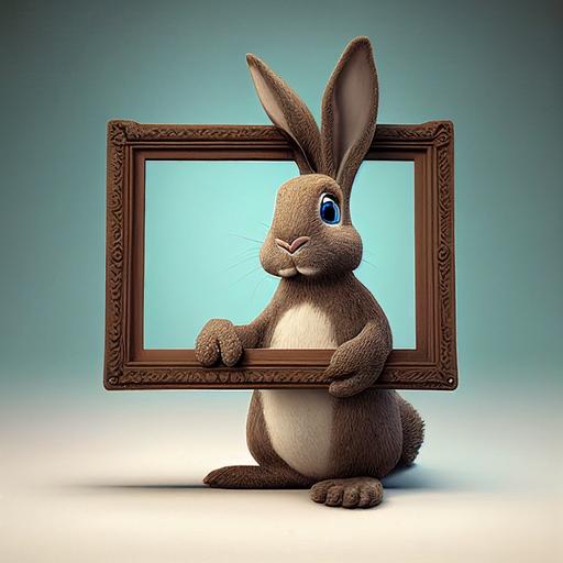 easter bunny holding large picture frame, 4k 2:3
