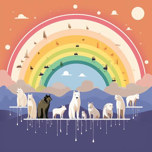 ecliptic cartoon animals, infographic, drawing style, pale rainbow colours, simple lines --s 150 --upbeta