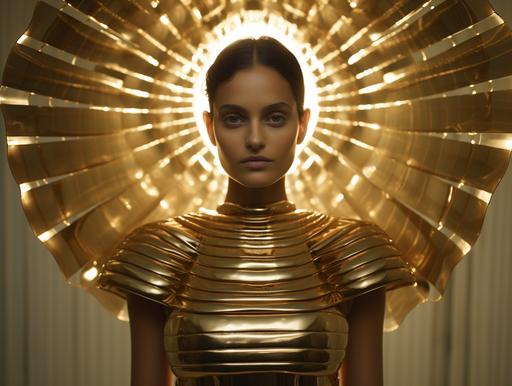 ecliptic gold by Bill Blass, Azzedine Alaia, Simone Rocha --ar 53:40 --v 5.2