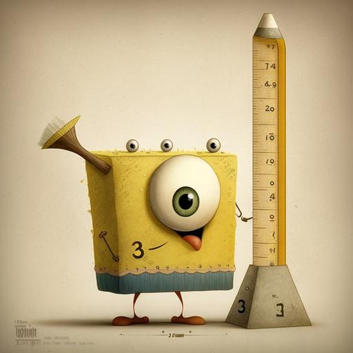 educational funny cartoon, pencil, scale, rubber, number,-- v4