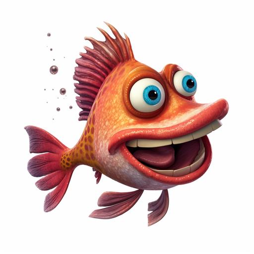 happy but silly looking fish, no background