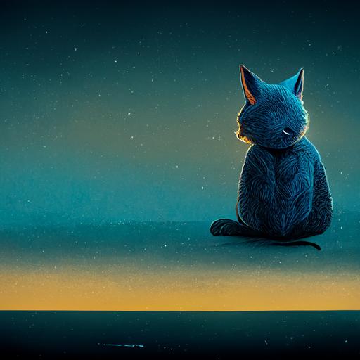 el gato que está triste y azul, nunca se olvida que fuiste mía, 4k, illustration