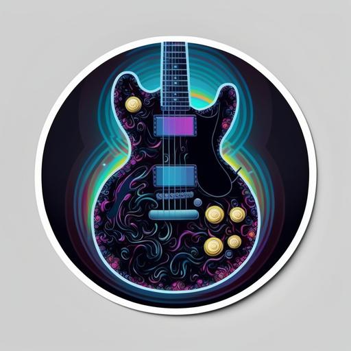 electric guitar, sticker, round design --q 2 --v 4