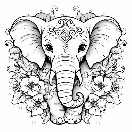 elephant coloring page christmas on neck christmas fun black and white christmas cartoon style low detail