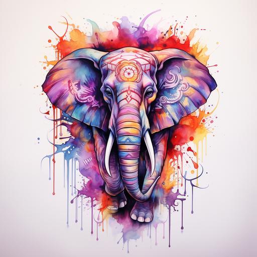 elephant drawing Watercolor Tattoo Style