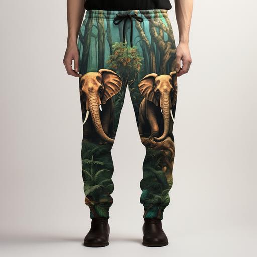 elephant rider pants with bigfoot pattern