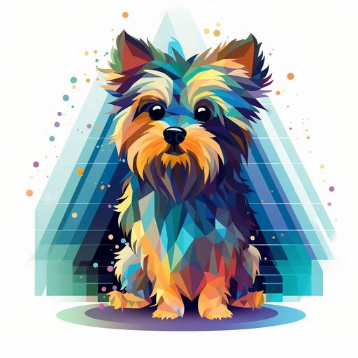 a fintech asset icon with a morkie in the middle connecting data