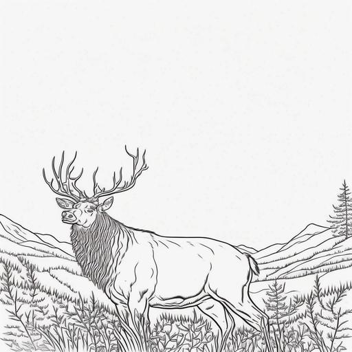 elk coloring page cartoon style --q 2 --s 250