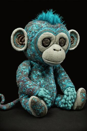 embroidered and beaded vaporwave monkey plush, ultra photorealistic, 3d octane render --ar 2:3 --v 4