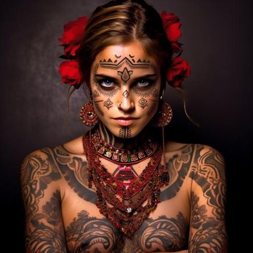 emma watson goddess with tribal tattoos all over