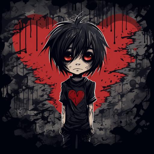emo boy cartoon heart anime