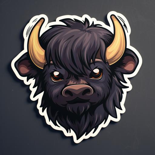 emo buffalo sticker, cartoon style