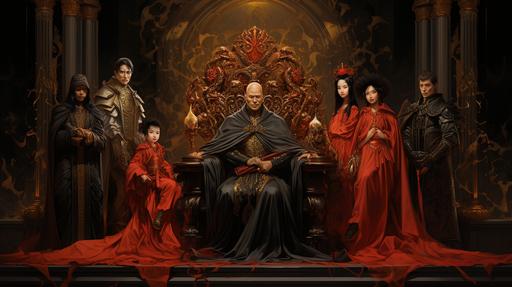 emperor family, positive characters, symbolism --s 250 --v 5.2 --ar 16:9