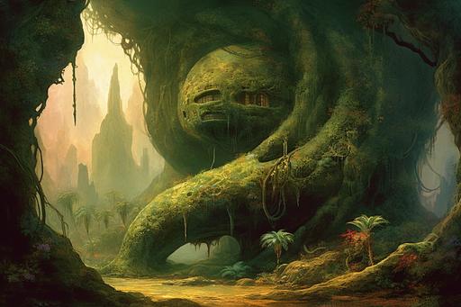 epic scifi art, outerworld landscape, the leviathan carnivorous stomatic vines, sentient Vitaceae dentata of C-Mor Prime, supple writhing serpentina figurata, style of augustus john, john martin, martin johnson heade, luminous suffusion, dripping viscous toxins, gaping maws, hyperrealistic, otherworldly realism, mycosmic --ar 3:2 --s 600 --v 5