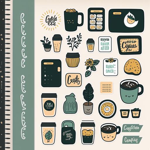 everyday icons, digital stickers, goodnotes planner, handdrawn style