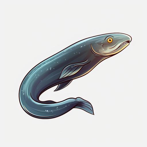 european eel, cartoon style, transparent background