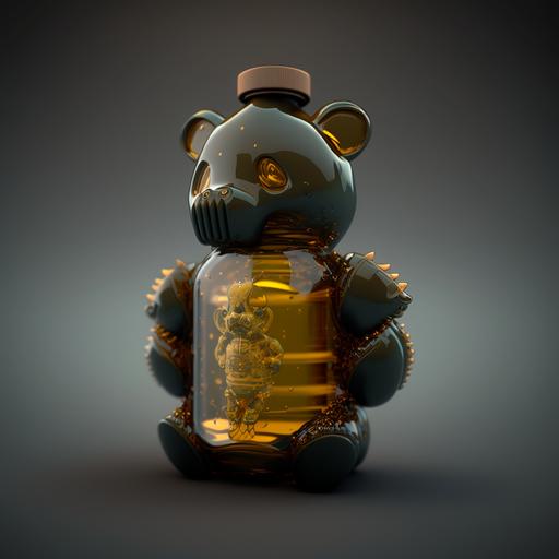 evil robot honey bear bottle