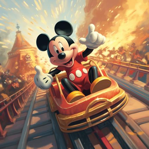 Mickey Mouse on a roller coaster