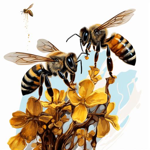 bees, realistic drawing, vector, artistic, vibrant