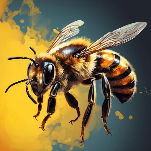 bees, realistic drawing, vector, vibrant