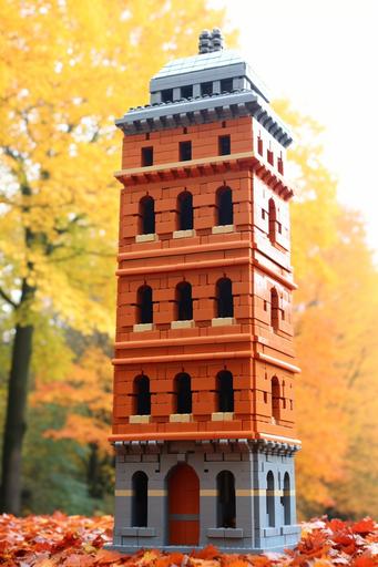 exact bastille building from the first picture made of LEGO bricks looking like toy bricks for kids, made out of brown coloured bricks --no emergency exit --ar 2:3