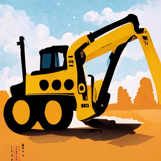 excavator, vector image, for kids, without background, yeloow