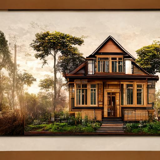 exterior design of a Victorian house with a modern twist with large sliding window panels, earthy tone, realistic image, vocation house, 8k realistic photograph, exterior house design