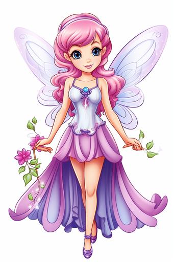 extremely simple, coloring pages for kids, a fairy princess Winx, cartoon style, thick lines, low details, Colored in with Color Pencils, no shading --ar 2:3 --v 5.2