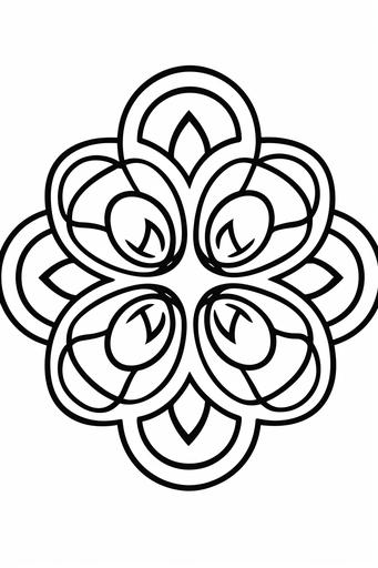 extremely simple, coloring pages for kids, a shamrock mandala, cartoon style, thick lines, low details, black and white, no shading --ar 2:3 --v 5.2