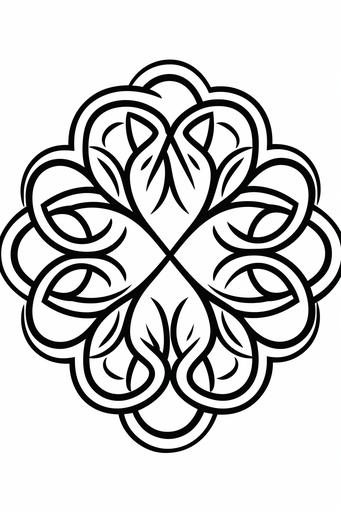 extremely simple, coloring pages for kids, a shamrock mandala, cartoon style, thick lines, low details, black and white, no shading --ar 2:3 --v 5.2