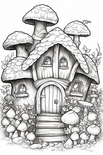 extremely simple, coloring pages for kids, an Easter fantasy Realm where there are magical factories run by Easter Bunnies producing Easter Eggs, cartoon style, thick lines, low details, black and white, no shading --ar 2:3 --v 5.2