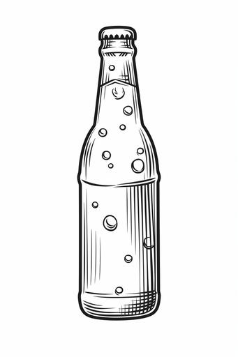 extremely simple. cartoon style. bottle soda. coloring book. black and white. no shading. --ar 2:3