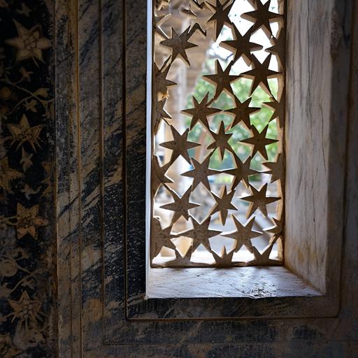 viewing hot vs cold weather from the other side of a jaali marble lattice window, jali --v 6.0