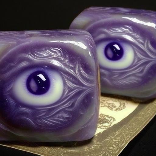 eyes irides carved in violet soap::1 calendar, flowers::-0.15 --c 22 --v 4
