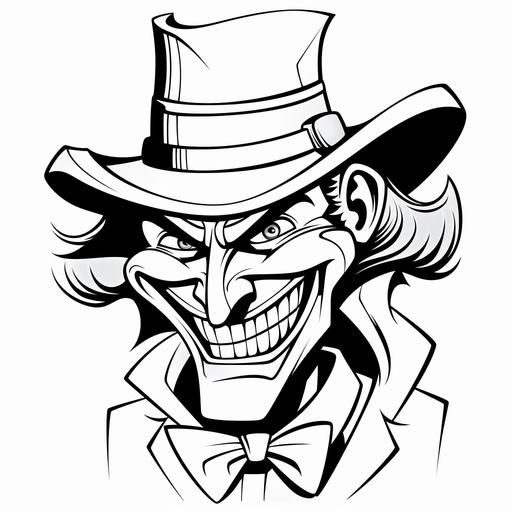 face joker with hat cartoon style coloring page --q 2 --s 250