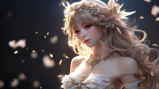 fairy wallpaper anime girl wallpaper, in the style of dark white and dark bronze, meticulous realism, machine aesthetics, unreal engine 5, distinctive noses, hyper-realistic oil, traditional chinese --ar 16:9