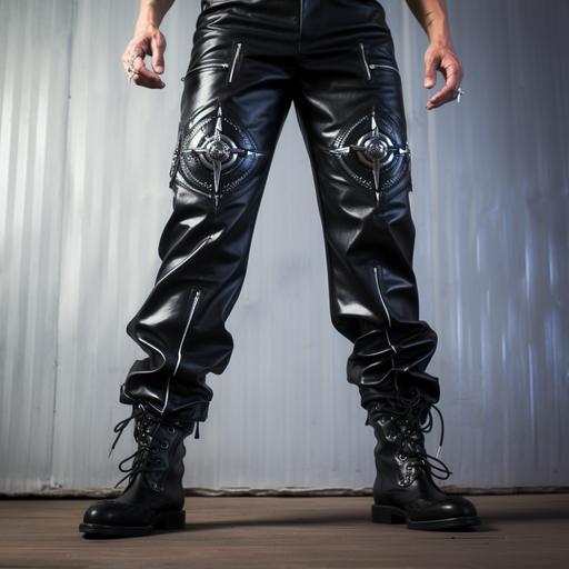 fake leather shiny pants caduceus