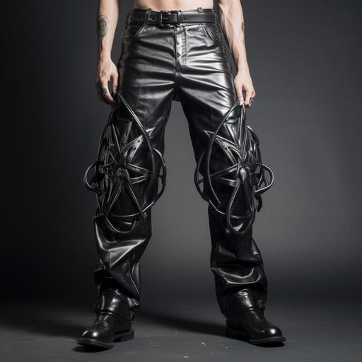 fake leather shiny pants caduceus