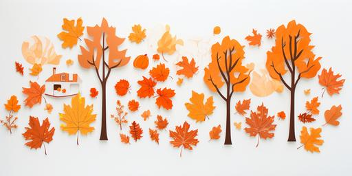 fall leaves sticker set, in the style of animated gifs, #vfxfriday, salvagepunk, light brown and orange, oversized objects, the vancouver school, miniature illumination --ar 2:1