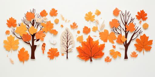 fall leaves sticker set, in the style of animated gifs, #vfxfriday, salvagepunk, light brown and orange, oversized objects, the vancouver school, miniature illumination --ar 2:1