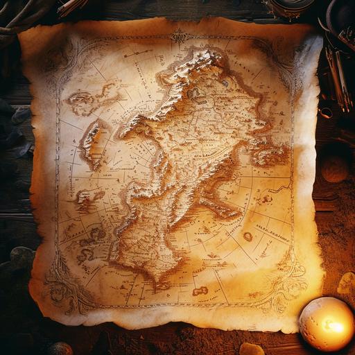 fantasy map on parchment paper, cinematic lighting --v 6.0