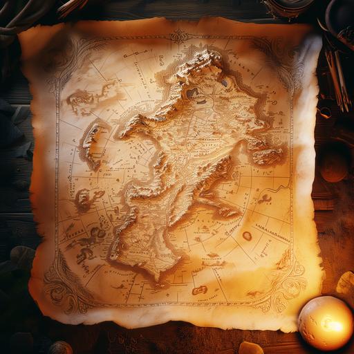 fantasy map on parchment paper, cinematic lighting --v 6.0