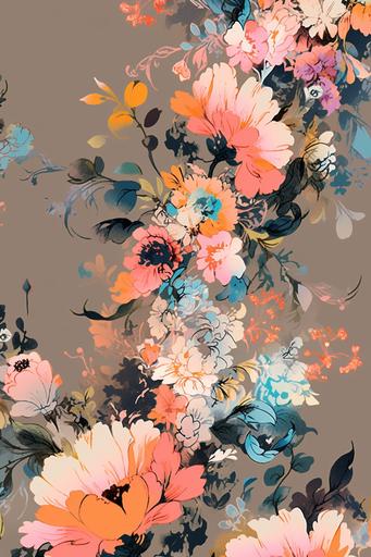 fashion design sketch, floral wallpaper, in the style of erik madigan heck --ar 2:3 --niji 5