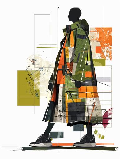 fashion sketch of minimalist A-line cut dress urban style, with large pockets::2 Vinicunca rainbow mountain inspired, by Piet Mondrian, flat bold vivid colors, bold black outline, striking effect --ar 3:4 --v 6.0 --style raw --s 250