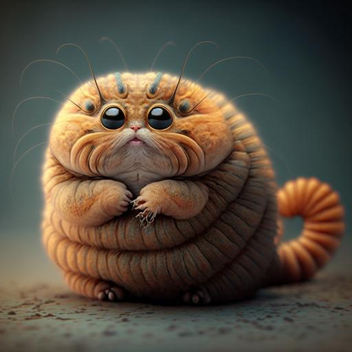 fat cat that looks like a grub worm, is a bug cat