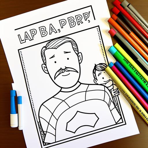 fathers day, coloring page, for kids 5-10, bold lines, simple, easy to color, the best dad ever, dad is my superhero